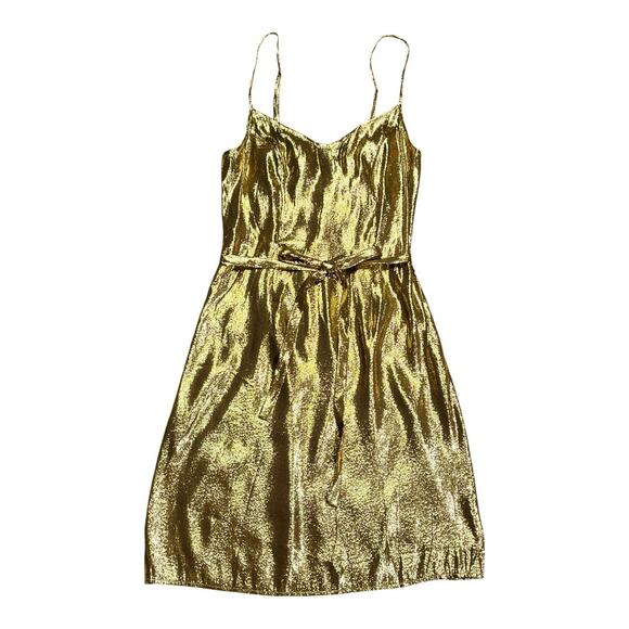 HVN Tender Loving Care NWT Silk Gold Lily Mini Slip Dress XS 0-2 Alexa Chung - Picture 4 of 7